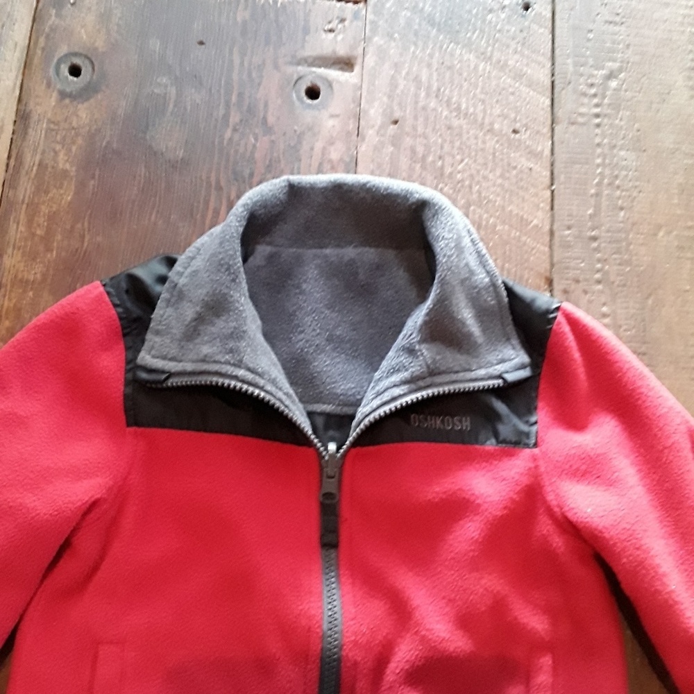 OshKosh Red & Black Fleece Jacket  Size C Small - Picture 3 of 4
